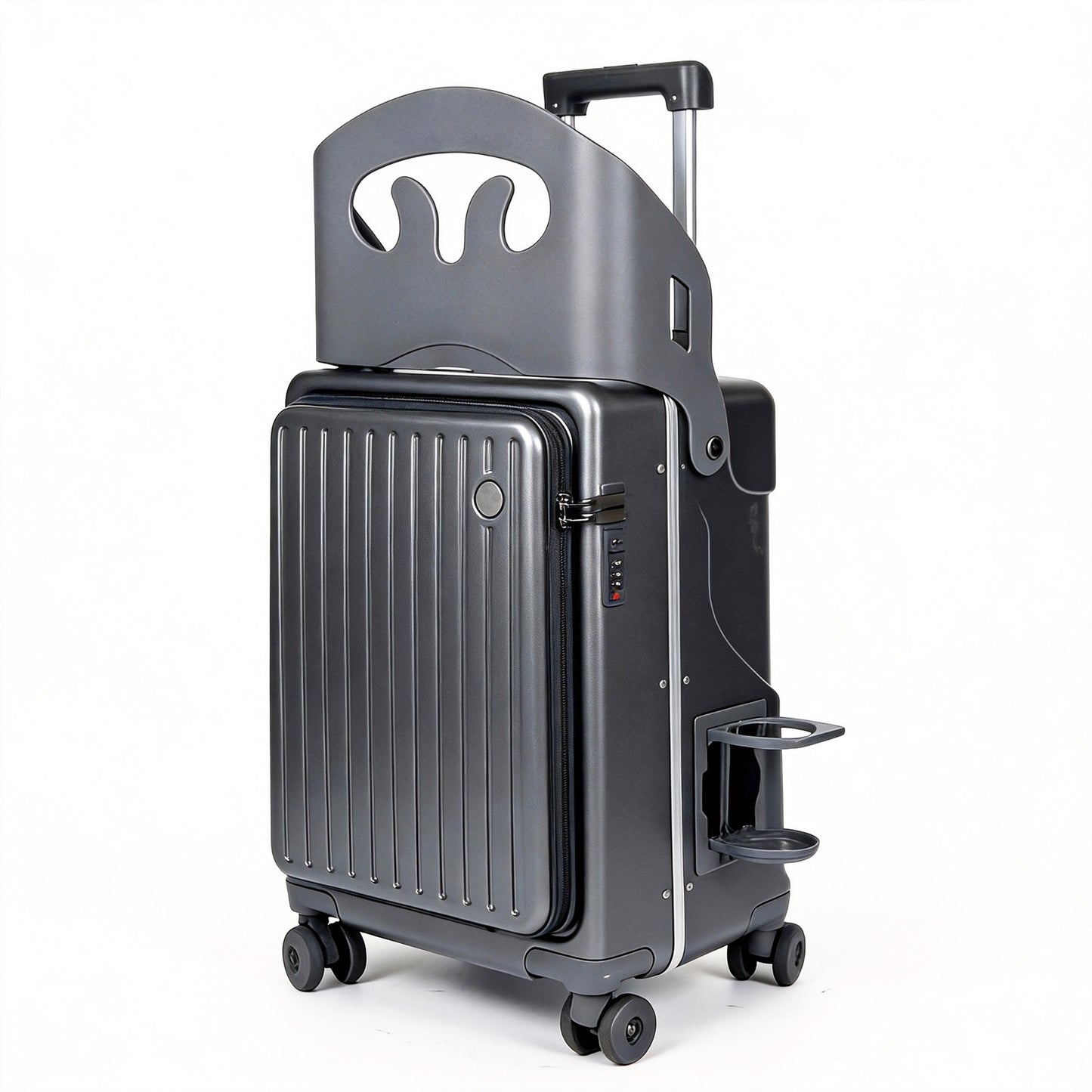 20 Ride On Carry On Luggage for Children, Hardside Stroller Suitcase with Front Opening & Safety Belt, Brake Wheels, TSA Approved, Professional Travel Grey