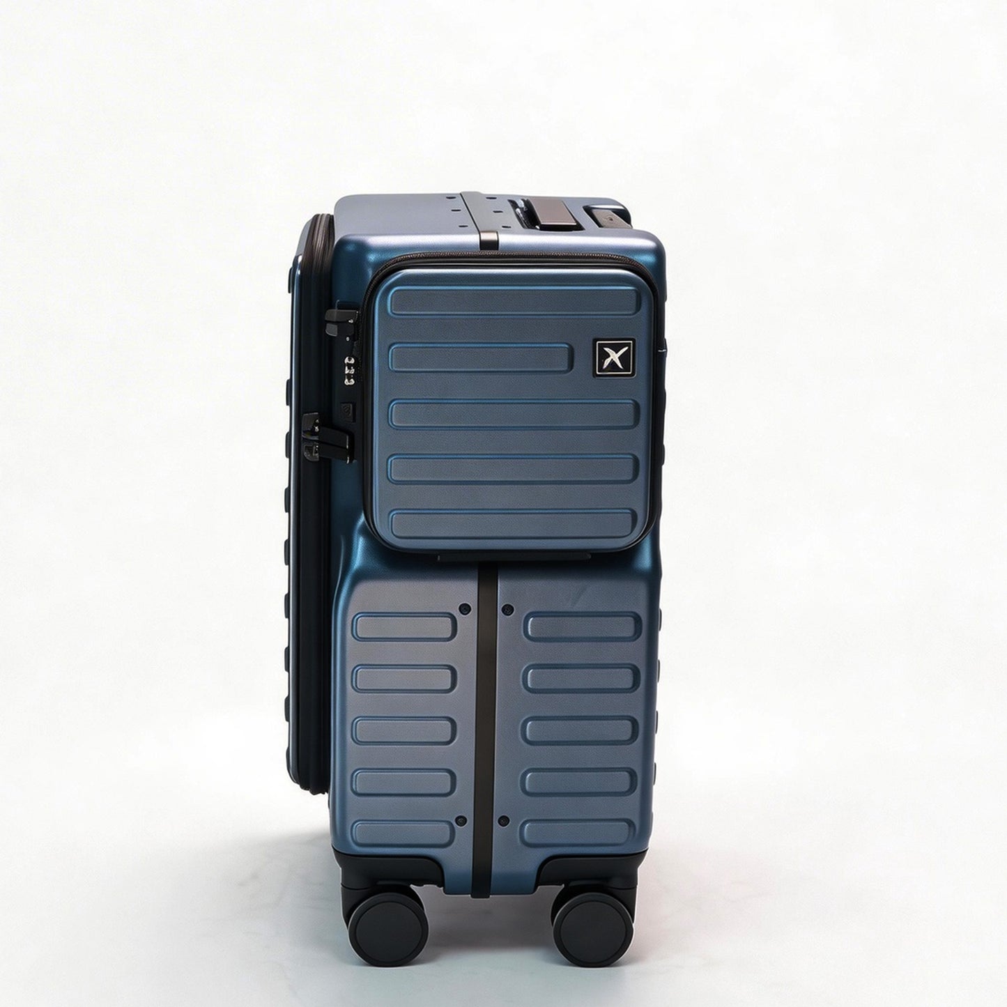 Carry On Luggage 20 Inch with Laptop Pocket, Hardside Suitcase with Spinner Wheels, Detachable Messenger Bag & Phone Holder, TSA Approved Business Travel Suitcase - Navy Blue