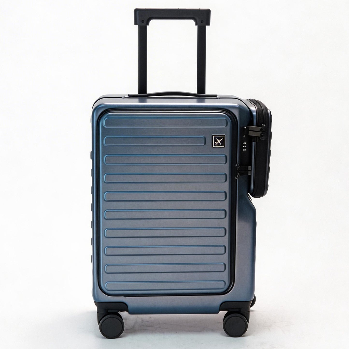 Carry On Luggage 20 Inch with Laptop Pocket, Hardside Suitcase with Spinner Wheels, Detachable Messenger Bag & Phone Holder, TSA Approved Business Travel Suitcase - Navy Blue