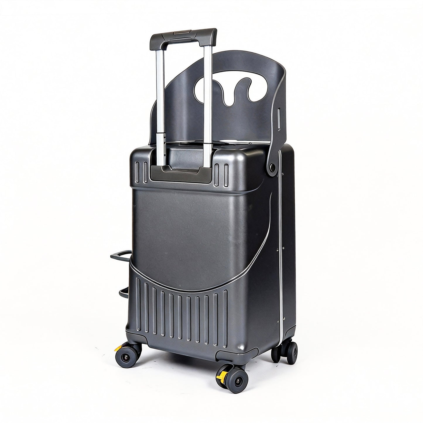 20 Ride On Carry On Luggage for Children, Hardside Stroller Suitcase with Front Opening & Safety Belt, Brake Wheels, TSA Approved, Professional Travel Grey