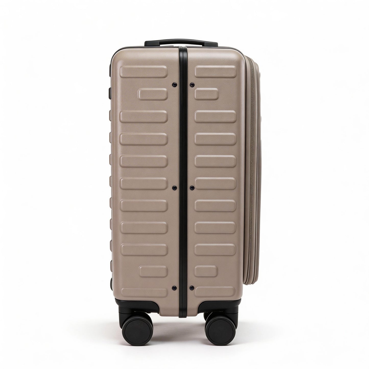 Carry On Luggage 20 Hardside Spinner Suitcase with Laptop Compartment, Front Open Design, Detachable Side Bag & Cup Holder, TSA Lock Business Travel Gear - Khaki