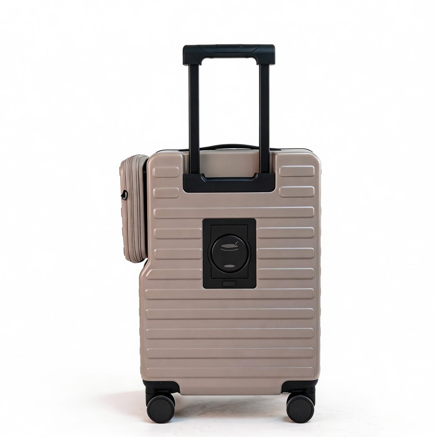 Carry On Luggage 20 Hardside Spinner Suitcase with Laptop Compartment, Front Open Design, Detachable Side Bag & Cup Holder, TSA Lock Business Travel Gear - Khaki
