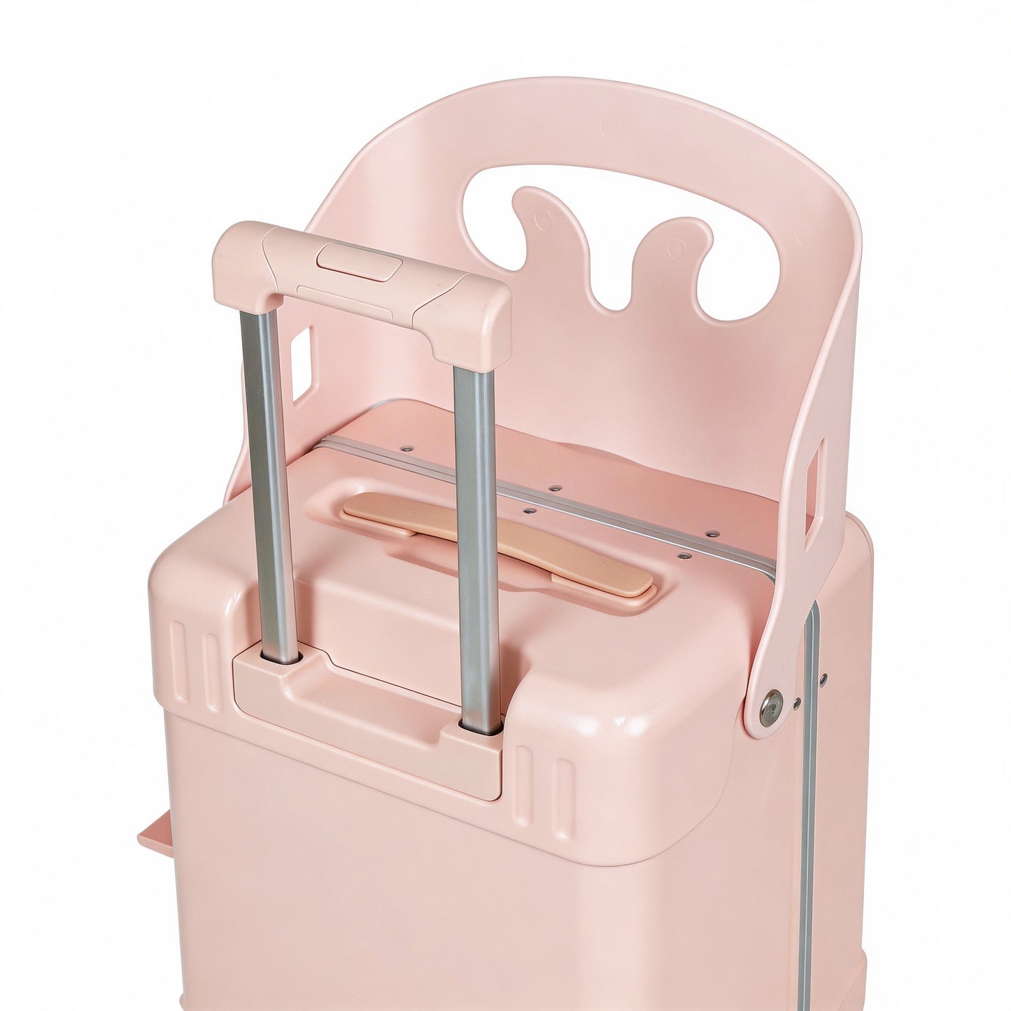 20" Kids Carry On Luggage with Seat, Ride-On Stroller Suitcase for Toddlers, Hardside Spinner with Front Pocket, Cup Holder, Phone Stand & TSA Lock, Pink