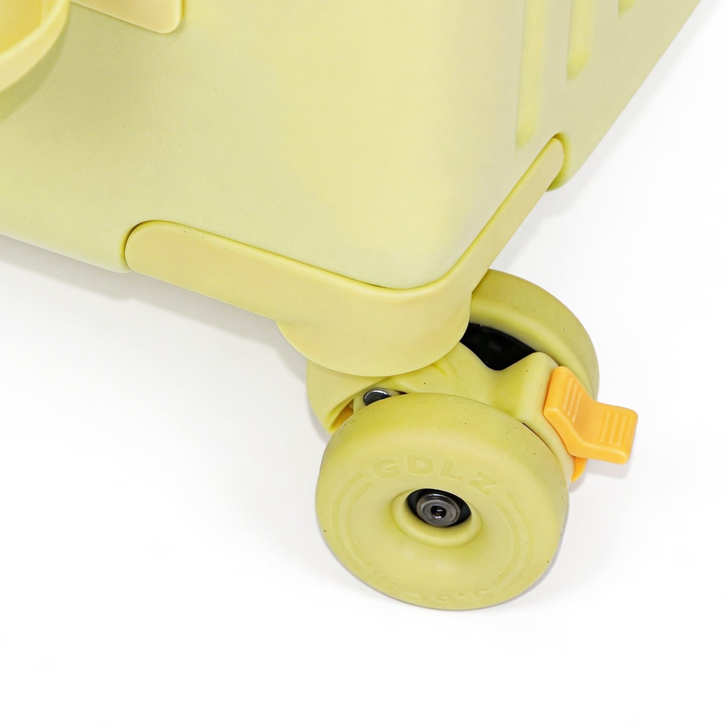 Kids Ride-On Suitcase 20 Inch Carry On, Hardshell Stroller Luggage with Brake Wheels, Front Opening Compartment & Foldable Cup Holder, Travel Gear for Toddlers, Milky Yellow