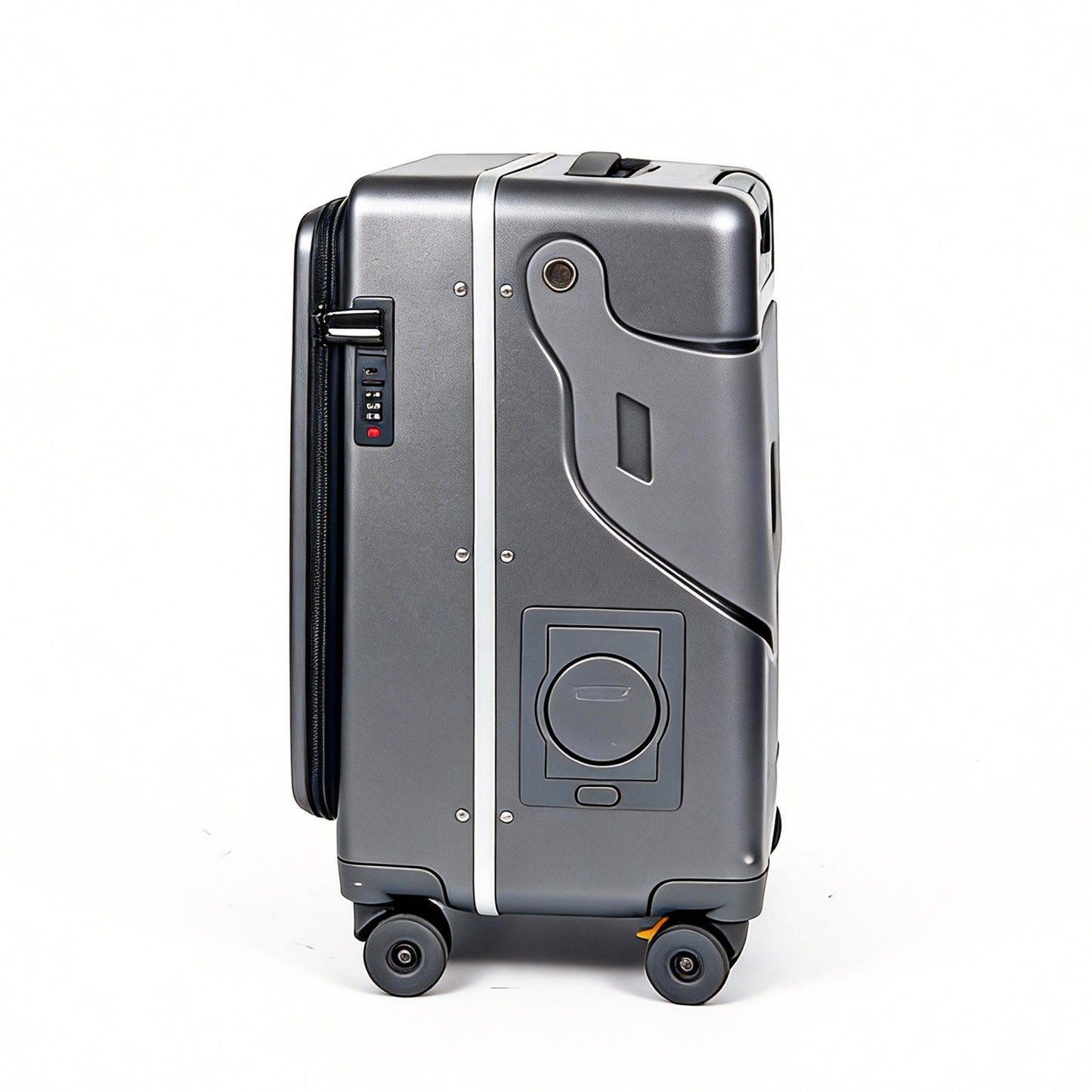 20 Ride On Carry On Luggage for Children, Hardside Stroller Suitcase with Front Opening & Safety Belt, Brake Wheels, TSA Approved, Professional Travel Grey