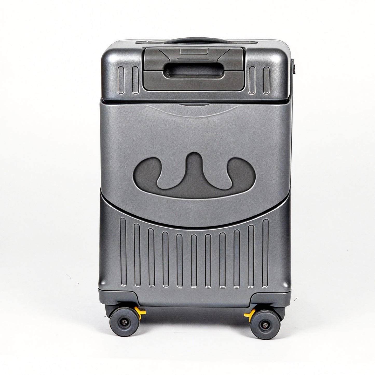 20 Ride On Carry On Luggage for Children, Hardside Stroller Suitcase with Front Opening & Safety Belt, Brake Wheels, TSA Approved, Professional Travel Grey