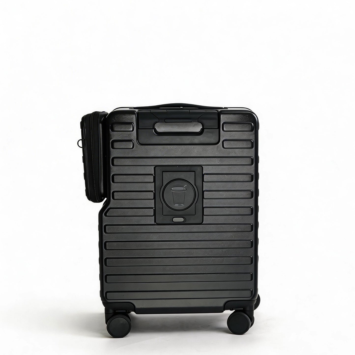 20" Carry On Luggage with Front Opening Laptop Compartment, Hardside Spinner Suitcase with Detachable Crossbody Bag, TSA Lock & Cup Holder - Professional Business Travel Bag, Black