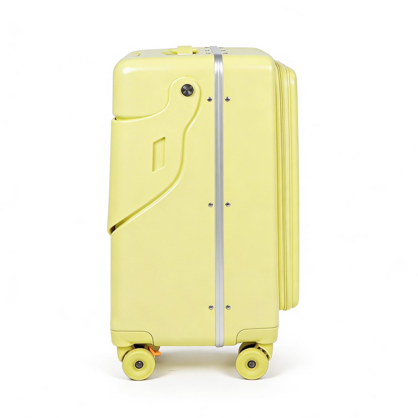 Kids Ride-On Suitcase 20 Inch Carry On, Hardshell Stroller Luggage with Brake Wheels, Front Opening Compartment & Foldable Cup Holder, Travel Gear for Toddlers, Milky Yellow