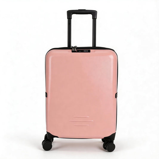 Collapsible Carry On Suitcase with TSA Lock, 20" Foldable Hardshell Luggage for Travel, Expandable Spinner Suitcase with Wet Dry Pocket & Laptop Fixing Board, Lightweight Rolling Bag - Pink