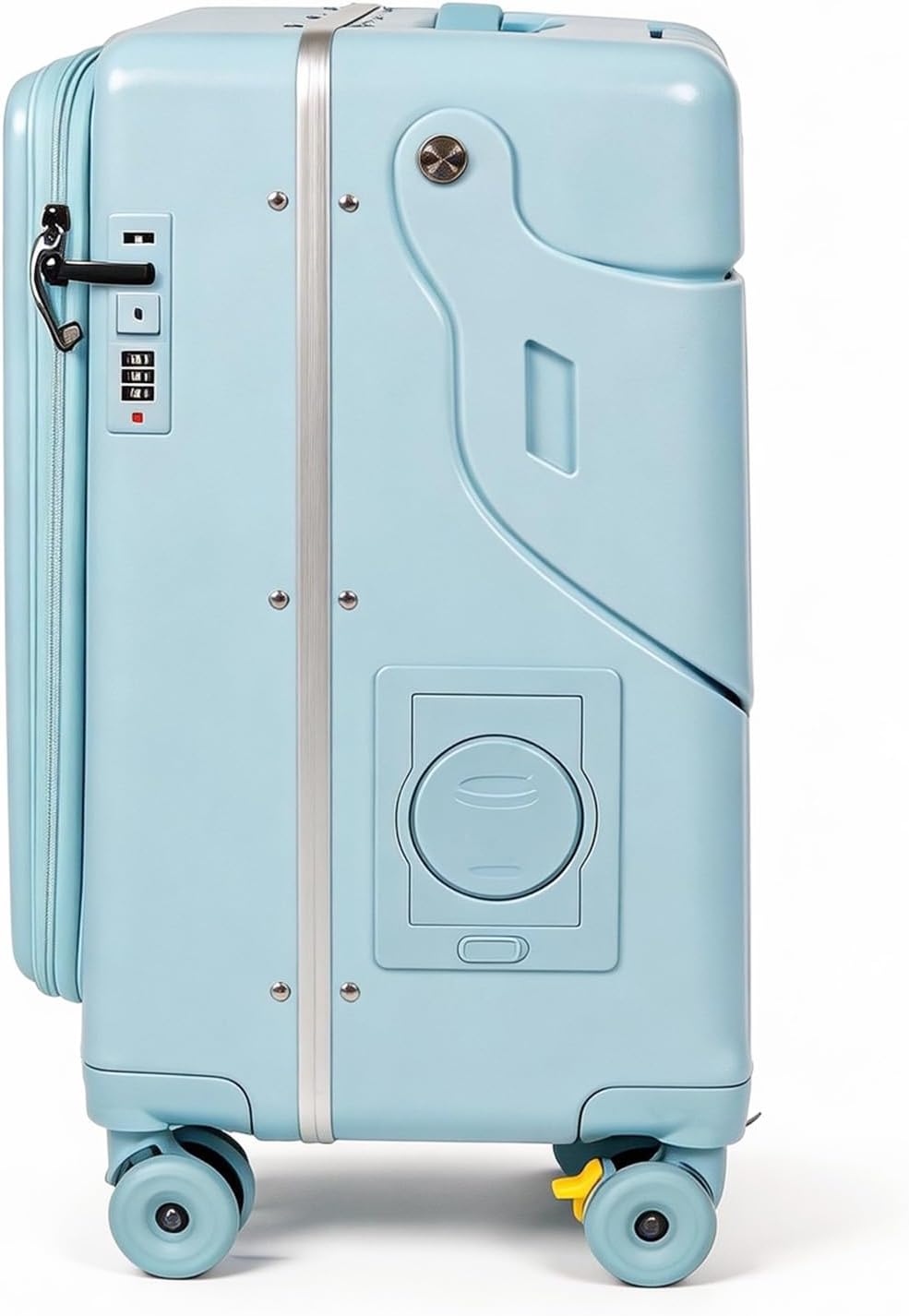 Ride-on Carry-on Suitcase with Foldable Backrest for Kids & Adults, TSA Lock, Cup Holder – Versatile Travel Gear for Family