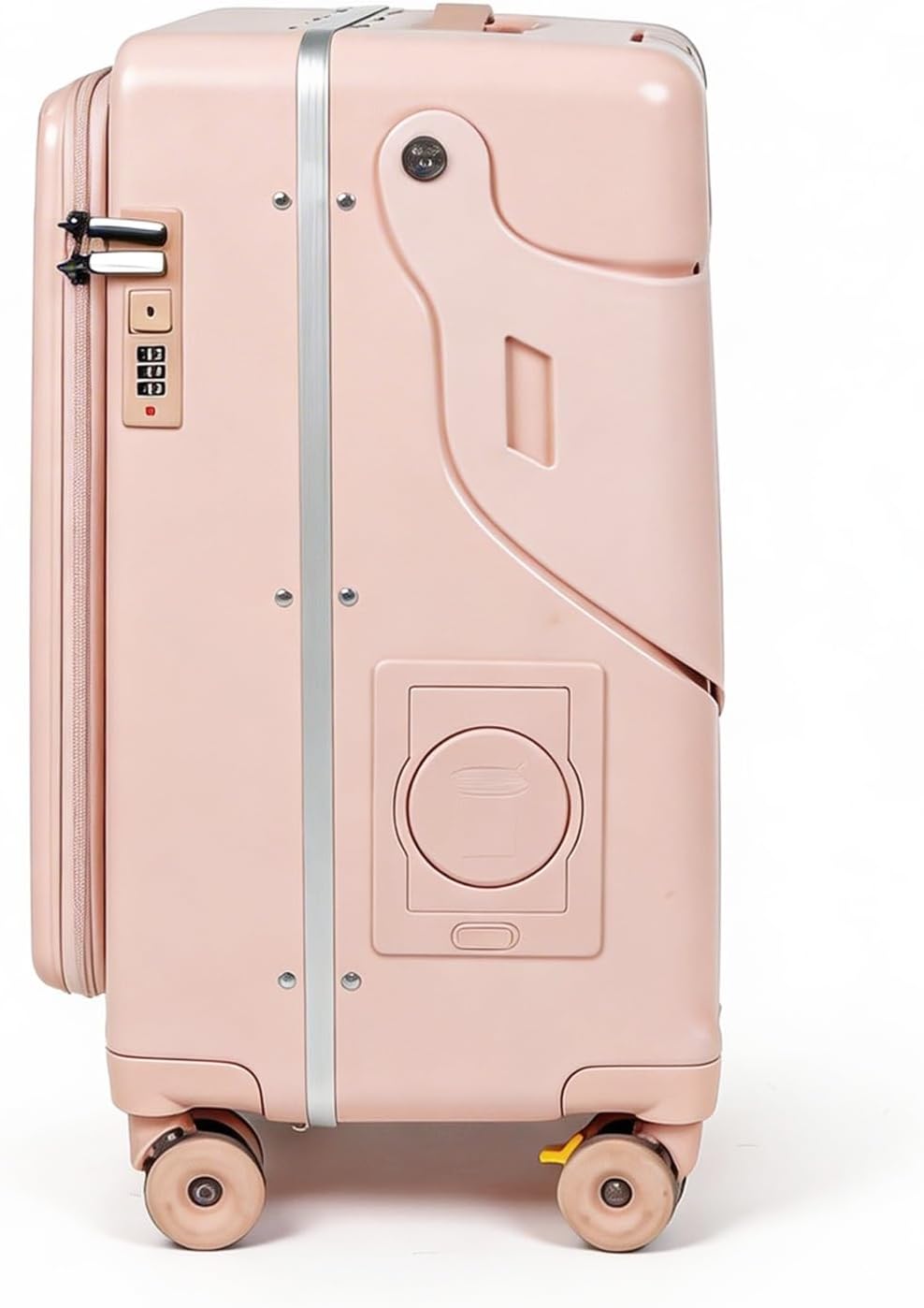 Ride-on Carry-on Suitcase with Foldable Backrest for Kids & Adults, TSA Lock, Cup Holder – Versatile Travel Gear for Family