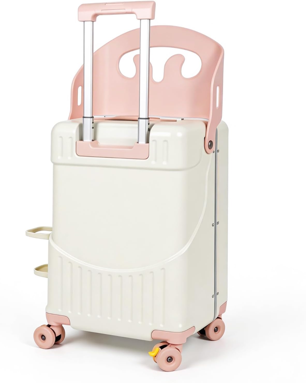 Ride-on Carry-on Suitcase with Foldable Backrest for Kids & Adults, TSA Lock, Cup Holder – Versatile Travel Gear for Family