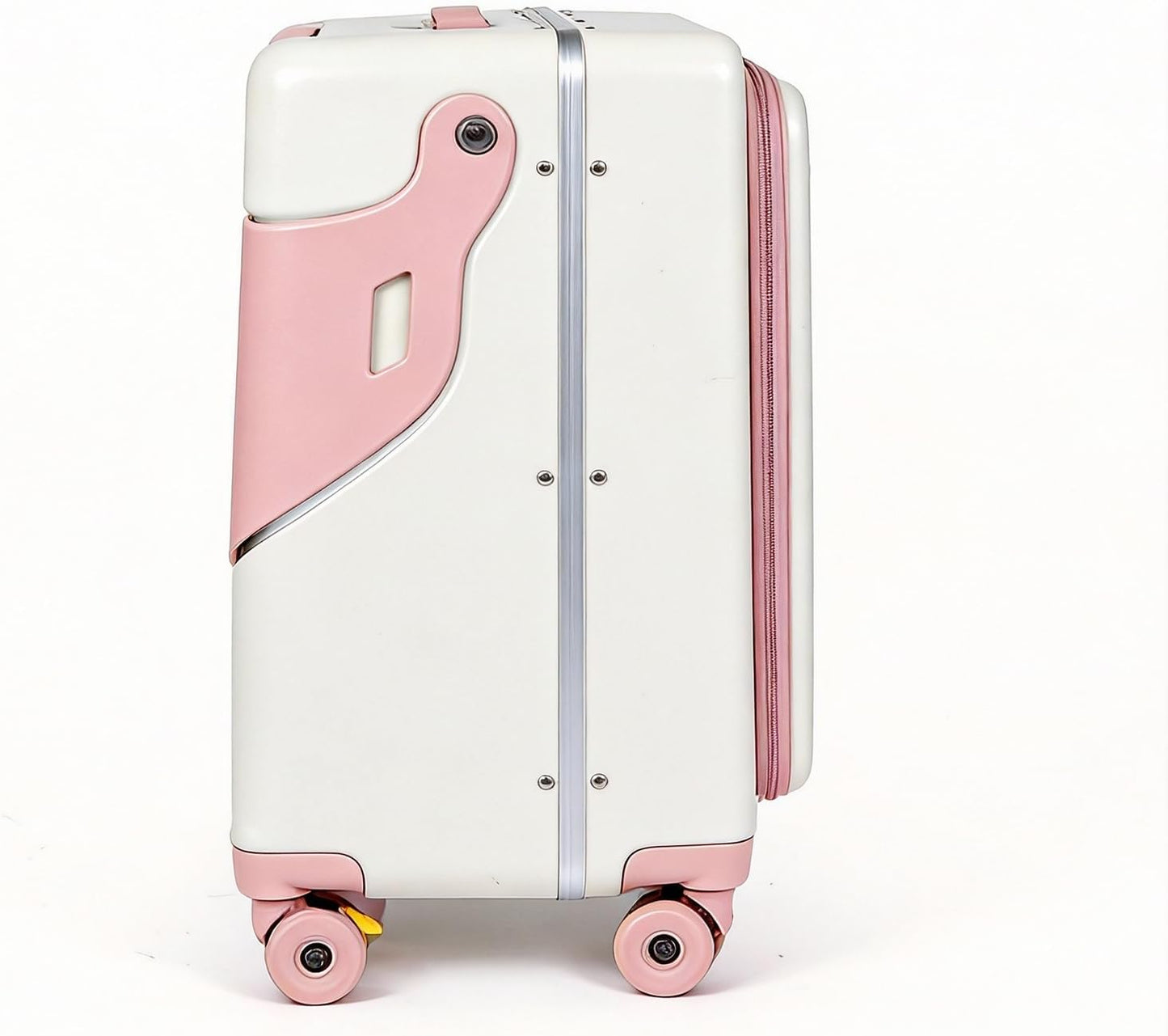 Ride-on Carry-on Suitcase with Foldable Backrest for Kids & Adults, TSA Lock, Cup Holder – Versatile Travel Gear for Family