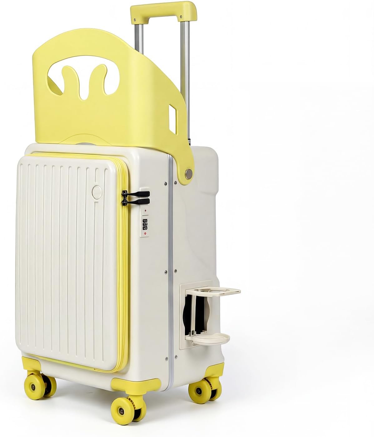 Ride-on Carry-on Suitcase with Foldable Backrest for Kids & Adults, TSA Lock, Cup Holder – Versatile Travel Gear for Family