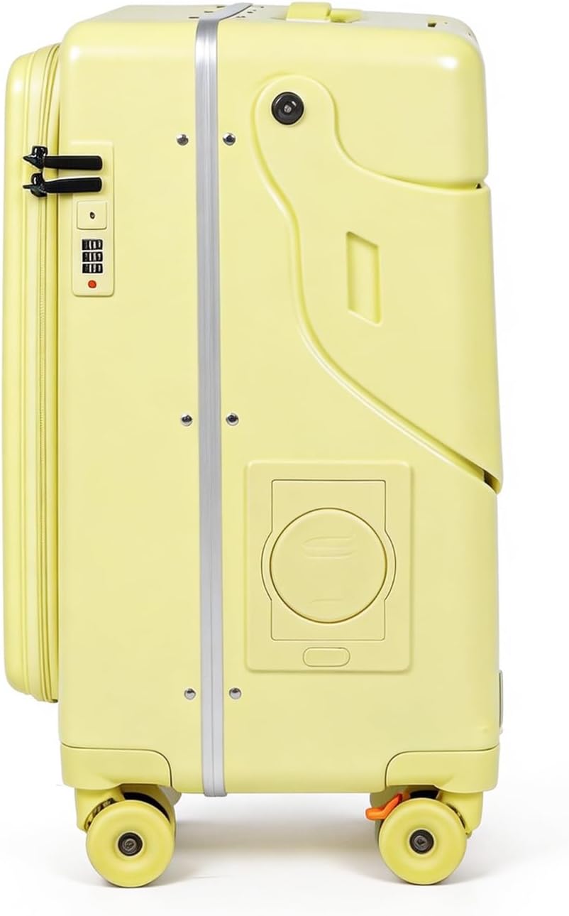 Ride-on Carry-on Suitcase with Foldable Backrest for Kids & Adults, TSA Lock, Cup Holder – Versatile Travel Gear for Family