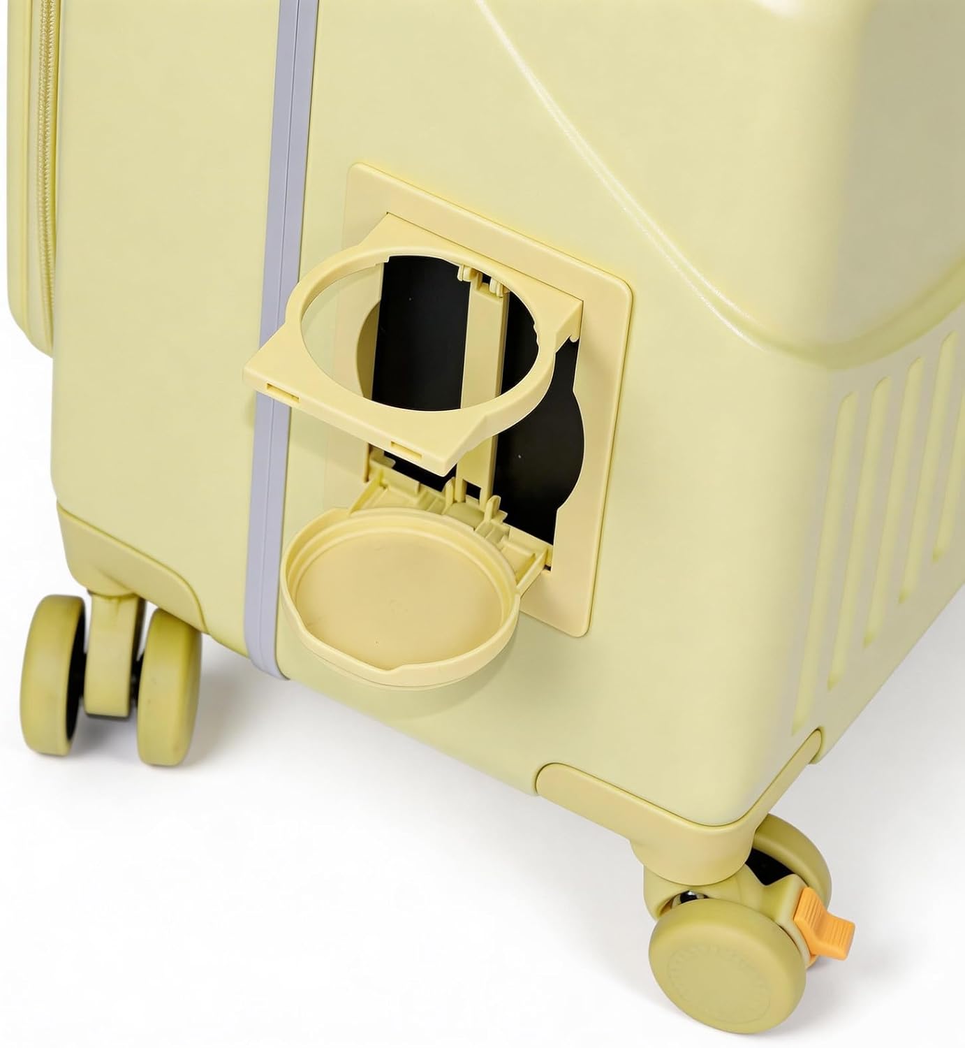 Ride-on Carry-on Suitcase with Foldable Backrest for Kids & Adults, TSA Lock, Cup Holder – Versatile Travel Gear for Family