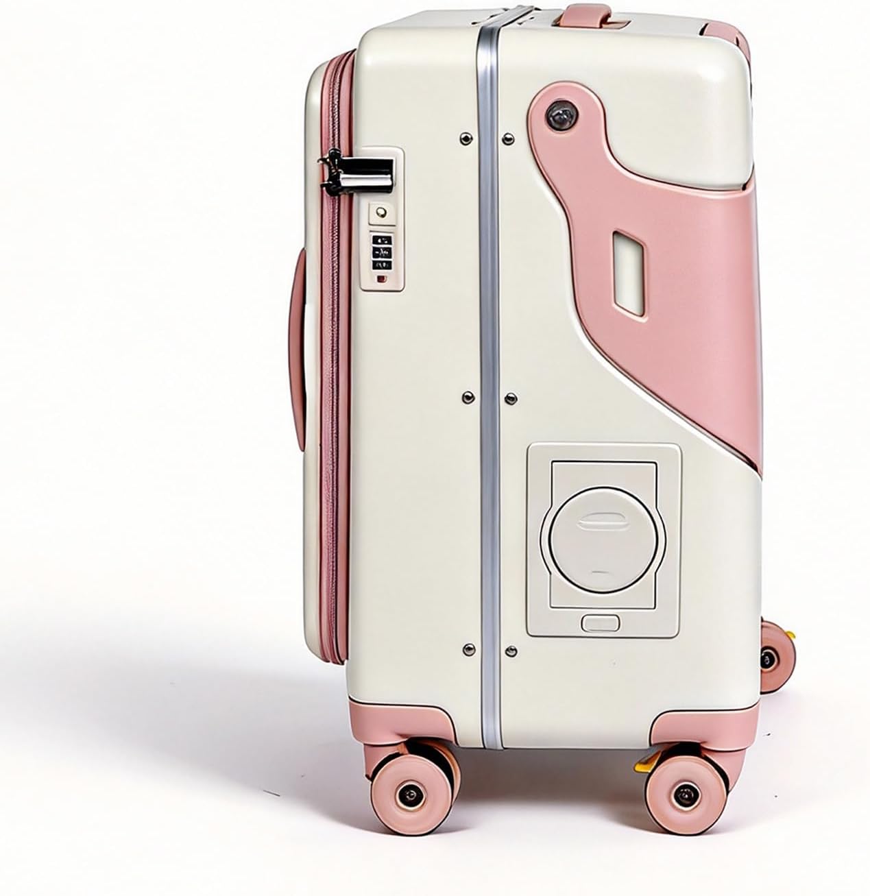 Ride-on Carry-on Suitcase with Foldable Backrest for Kids & Adults, TSA Lock, Cup Holder – Versatile Travel Gear for Family